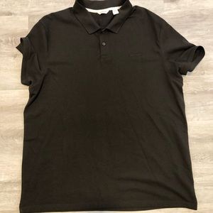 Men Collar Polo Calvin Klein XL Black Logo Short Sleeve Work Shirt